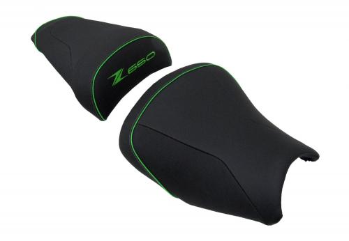 Motorcycle seat Bagster black Green border compatible with Kawasaki Z 6502017-2019